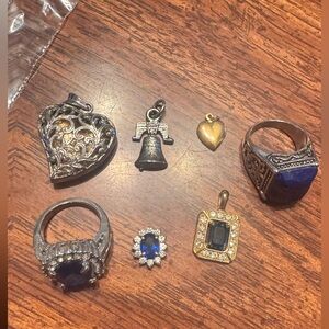 Blue Sapphire-Style Pendant Necklace and Ring Collection - Unbranded